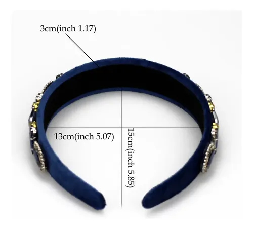 Vincha Vintage De Perlas Barrocas Y Strass Azul Marino