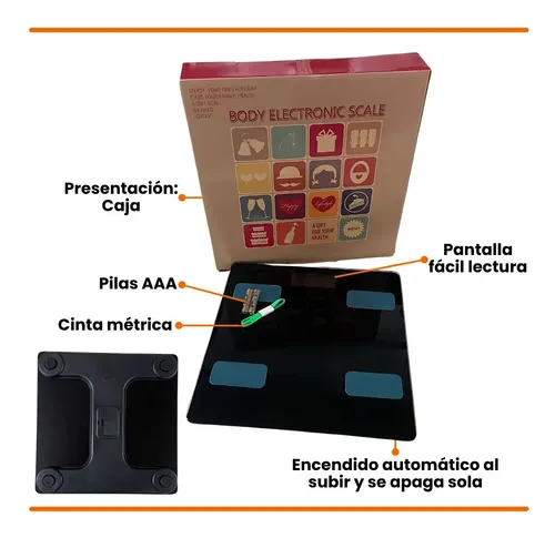 Balanza Digital Personal 180kg Inteligente Bluetooth Kaimon Color Negro