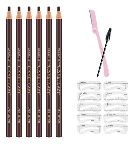 Set 6 Lápices Cejas Marrón Impermeables Maquillaje Permane