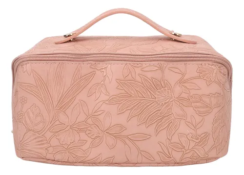 Bolsa De Maquillaje Para Cosméticos, Piel Sintética, Apertur