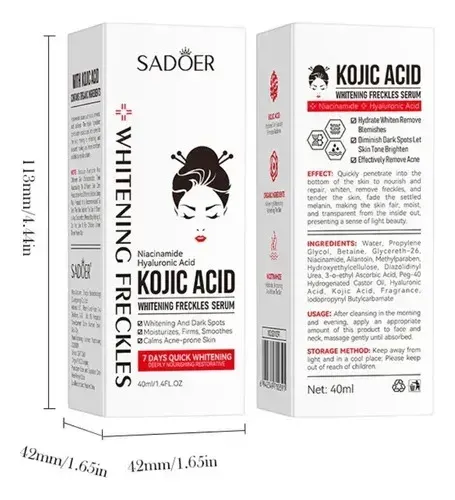 Serum Facial Blanqueador Acido Kojico Sadoer 40ml Todo Tipo De Piel Día/noche