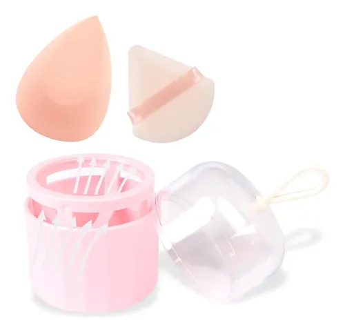 Set Esponjas Maquillaje Con Soporte Color Beige