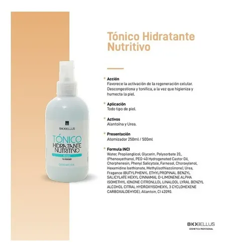 Tonico Hidratante Nutritivo Biobellus 250ml