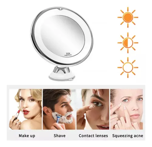 Espejo De Maquillaje Led 360, Aumento Flexible De Ventosa