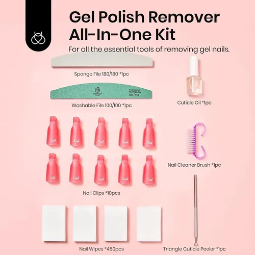 Kit Removedor De Esmalte En Gel Beetles 450 Toallitas 10