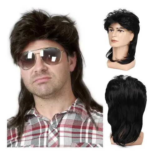 – Peluca Para Hombre De Los 70 Y 80, Cabello Rizado Para =
