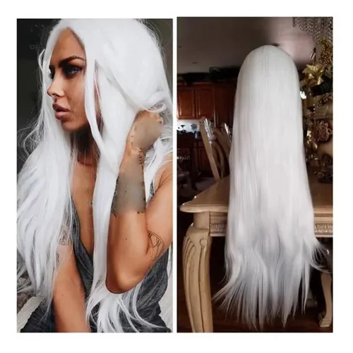 Pelucas De Seda De Alta Temperatura Para Cabello Liso, Blanc