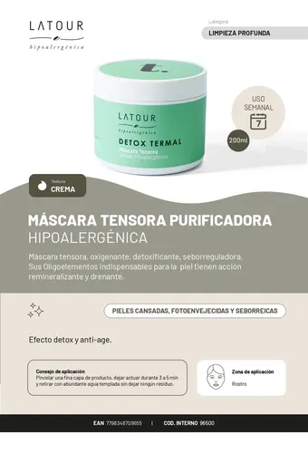 Andre Latour Máscara Tensora Termal X 200 Gr Facial Purifica