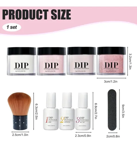 Kit De Uñas En Polvo De 4 Colores, 10 Unidades/set 4 Colors (white,light Pink,pale Pink,rose Glitter)