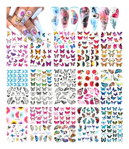 Pegatinas Para Uñas Press On Mariposa 30 Piezas