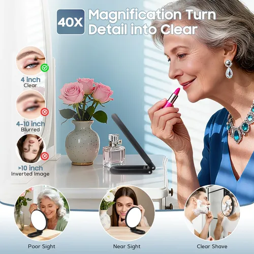 Maquillaje Portátil Con Espejo De Aumento B Beauty Planet 40x Negro