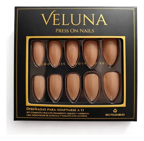 Uñas Press On Veluna Almendras – Cambian De Color Al Calor Color Nude Rosa Fotocromática