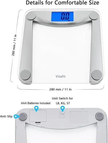 Báscula De Baño Digital, 400 Lb/182 Kg, Pantalla Lcd Retroil