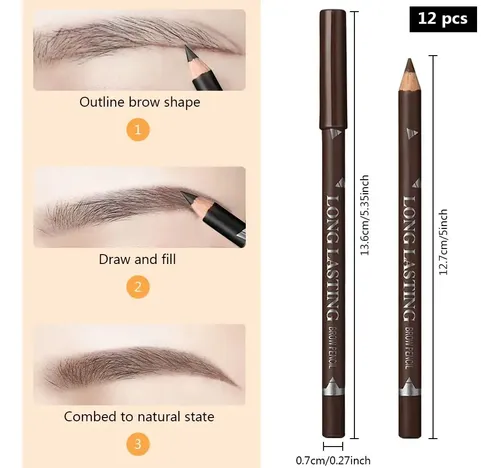 12 Lápices De Cejas Marrones, Lápices De Cejas De