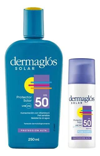 Kit Dermaglós Protector Solar Facial Fluido + Emulsión Fps50