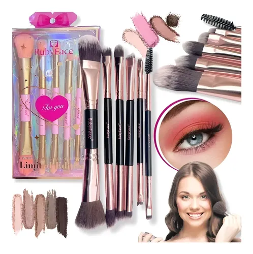 Set X6 Brochas Y Pinceles Para Maquillaje Sintetico Make Up