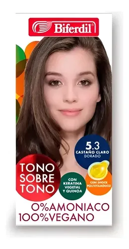 Tintura Coloración Biferdil Tono Sobre Tono 0 Amoniaco 5.3 Castaño Claro Dorado