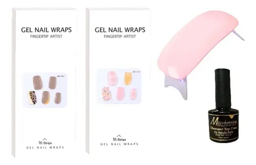 Kit Sticker Gel Uv Uña Adhesiva Cabina Esmalte Top Coat