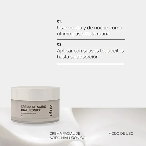 Crema Facial Hidratante Ácido Hialurónico Vegano Cloe X50cc Momento De Aplicación Día/noche Tipo De Piel Todo Tipo De Piel