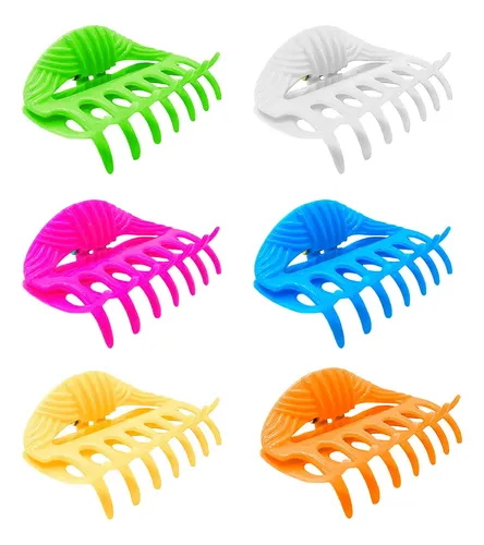 Broches De Pelo Grandes Plásticos De Colores – Pack X12u 6 Colores