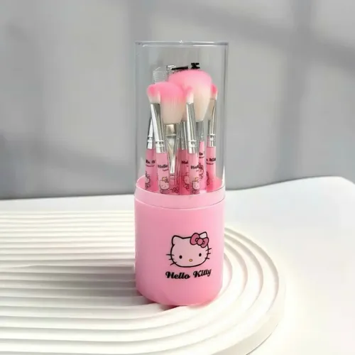 Set De Brochas De Maquillaje Hello Kity Con Estuche