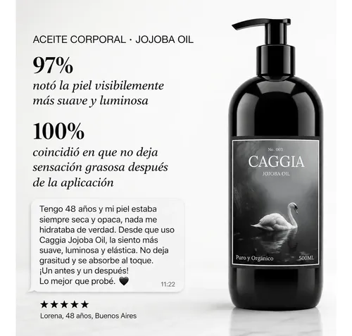 Aceite Corporal Orgánico Antiedad Caggia Cosmetics 500ml