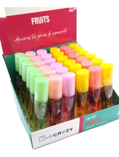 Set 36 Brillos Labial Frutales Roll On A Bolilla Love Crazy