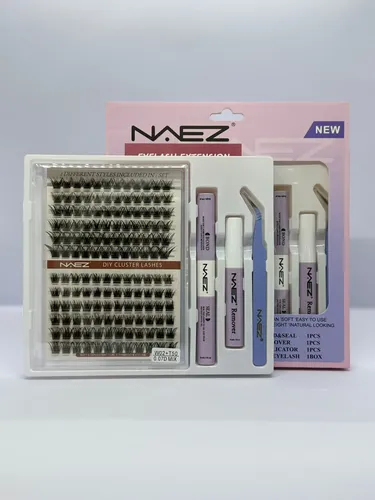 Set Pestañas Postiza Naez Mix W02 T50 Adhesivo Pinza Removed