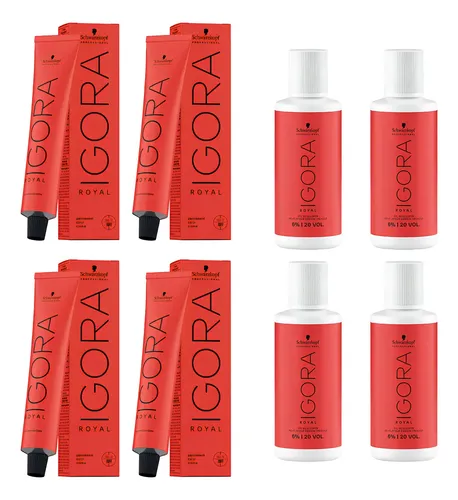Kit Tintura Igora Schwarzkopf Coloracion + Oxidante 60ml X4 Tono 0