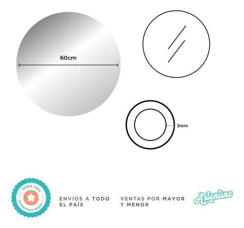 Espejo Luz Led De Pared Grande Redondo Baño Decorativo 60 Cm