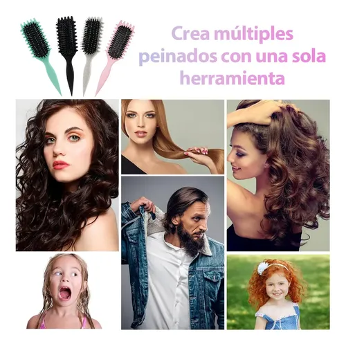 Cepillo Para Cabello Rizado Para Mujeres, Bounce Curl Brush, ITNTFN Cepillo para Cabello Ondulado, Desenreda Sin Frizz con Cerdas Suaves, Cepillo para Definir y Peinar Rulos Naturales (Beige)