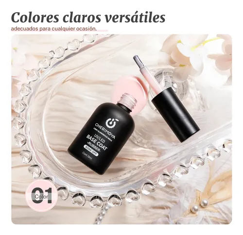 Base Coat Permanentes Rubber Color 15ml Cherimoya
