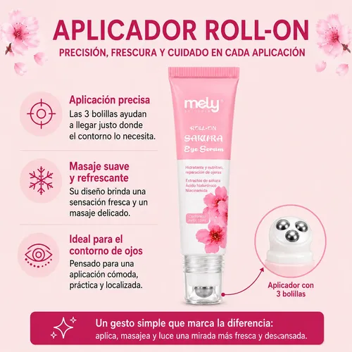 Serum Contorno De Ojos Roll On Sakura Mely Ojeras Bolsas 15m