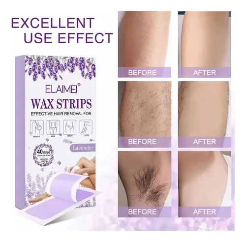 Tiras Cera Dobles Desechable Depilación Lavanda 40 Usos