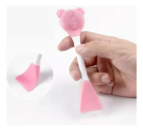 Pack X12 Cepillo Exfoliante Para Punto Negro Y Labios Limpiador Facial Con Espatula De Silicona Osito Rebaratooo