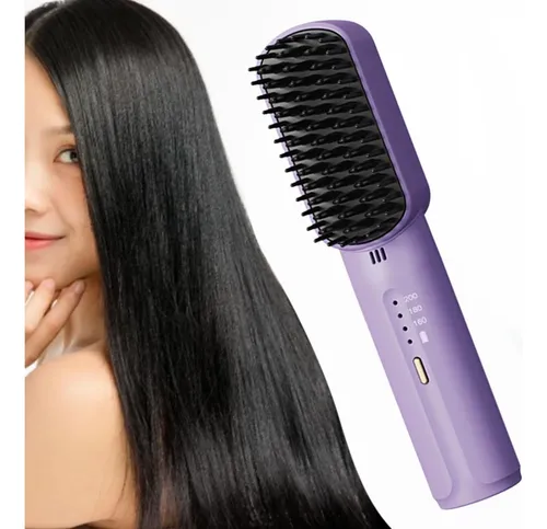 Peine Alisador De Pelo Calentado Con 3 Temperaturas Violeta