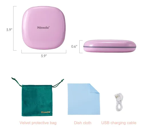 Espejo De Bolsillo Con Luz Mocado 10cm Recargable Morado