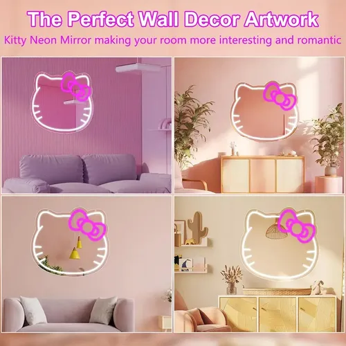 Espejo Hello Kitty Con Luz Led Maquillaje Ajustable Kawaii