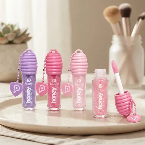 Lip Gloss Pink21 Honey Con Llavero Brillo Labial