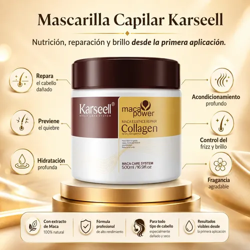 Crema Mascarilla Para Cabello Karseell Colágeno 500ml