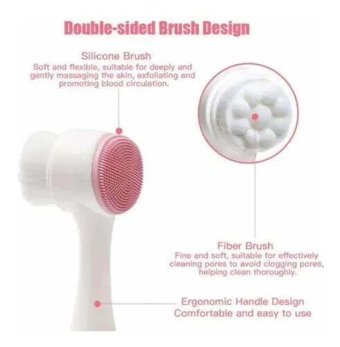 Limpiador Facial Silicona Y Cepillo Doble Manual Exfoliante