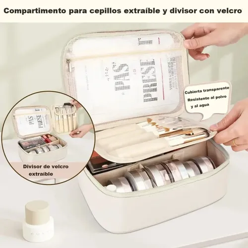 Bolso Organizador Maquillaje Neceser Simil Cuero Colores