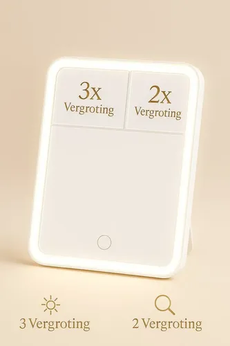 Espejo Con Soporte 3 En 1 Con Luz Led Y Aumento Touch Usb