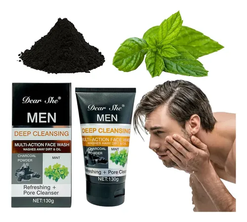 Gel Limpieza Facial Hombre Carbón Activo Menta Refrescante