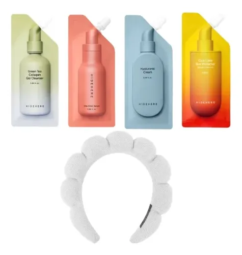Kit Skincare Hidehere Limpiador Serum Crema Protector Vincha