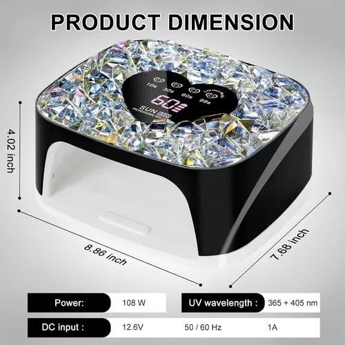 Lámpara Uv Led Negra Profesional Para Secado De Uñas