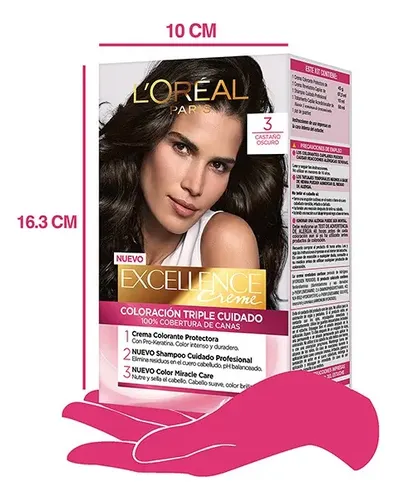 Tintura Permanente Excellence Creme Loreal Paris X 47 Gr Tono 3.0 Castaño oscuro