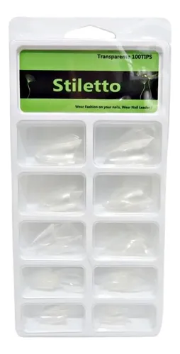Tips Stiletto Transparentes X100 Uñas Gel Sonrisa French U31