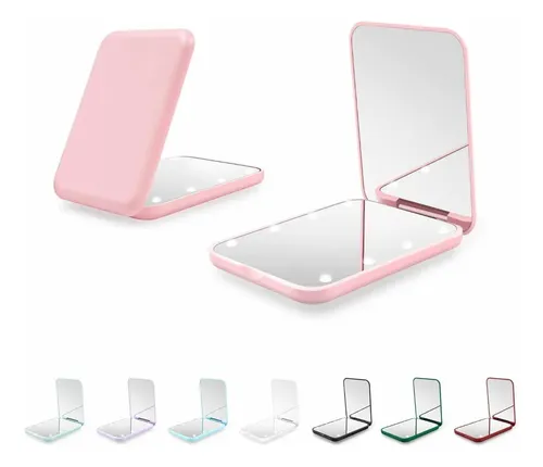 Espejo De Maquillaje Portátil Con Luz Led Y Aumento 2x