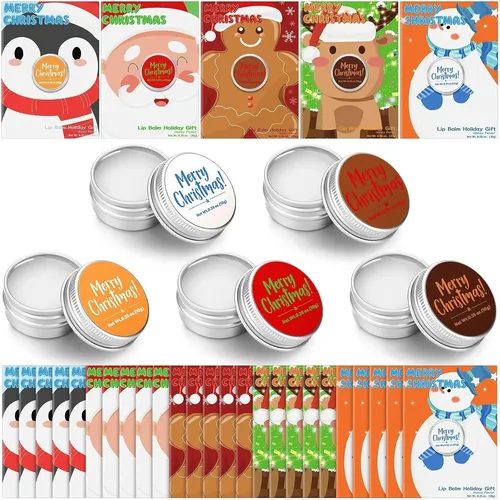 Paquete De 25 Latas De Bálsamo Labial Navideño De Leelosp, L